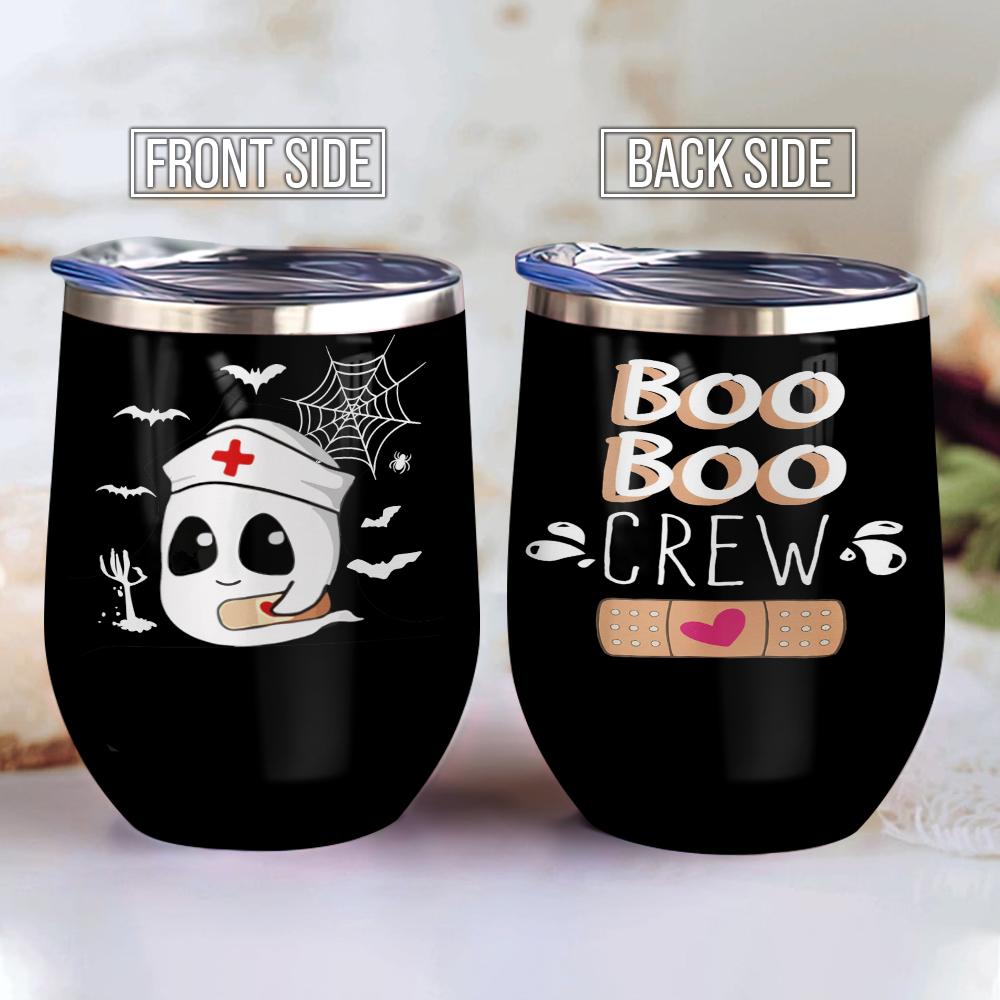 boo boo crew happy halloween patterns boo ghost scary pumpkin trick or treat halloween wine tumbler 3044
