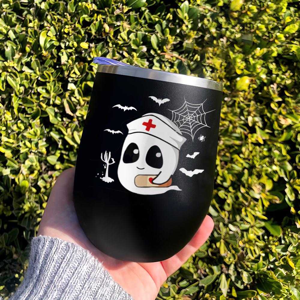 boo boo crew happy halloween patterns boo ghost scary pumpkin trick or treat halloween wine tumbler 3762