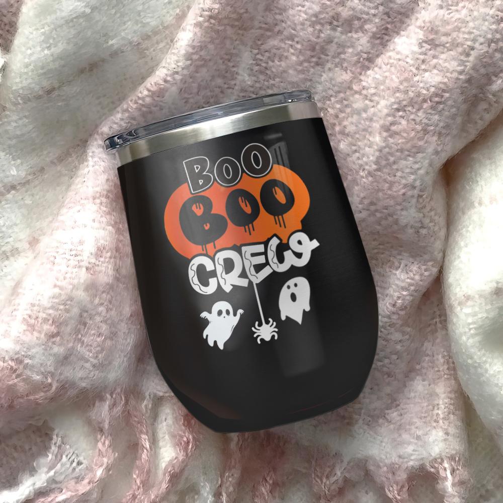 boo boo crew happy halloween patterns boo ghost scary pumpkin trick or treat halloween wine tumbler 3871