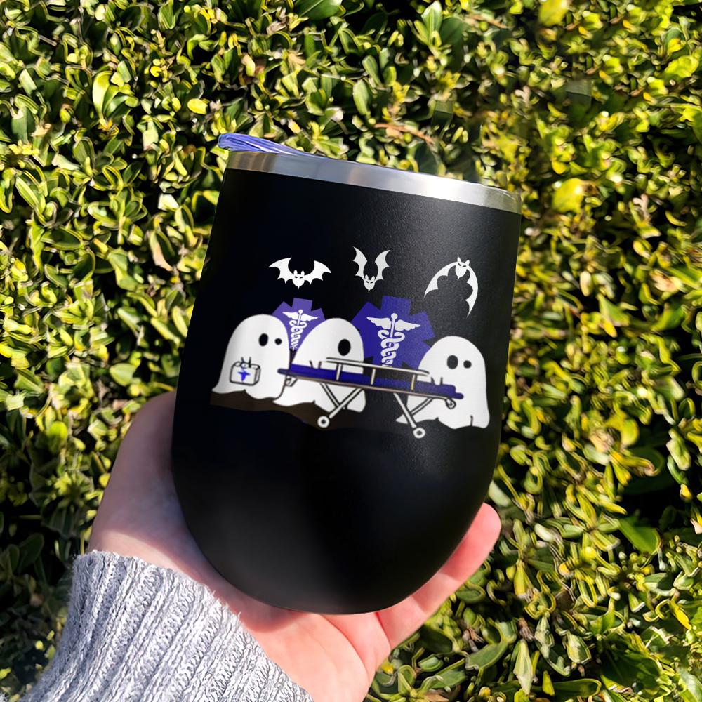 boo boo crew happy halloween patterns boo ghost scary pumpkin trick or treat halloween wine tumbler 7594