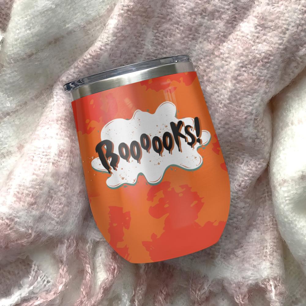 boooks funny ghost halloween puns boo ghost scary pumpkin trick or treat halloween wine tumbler 7012