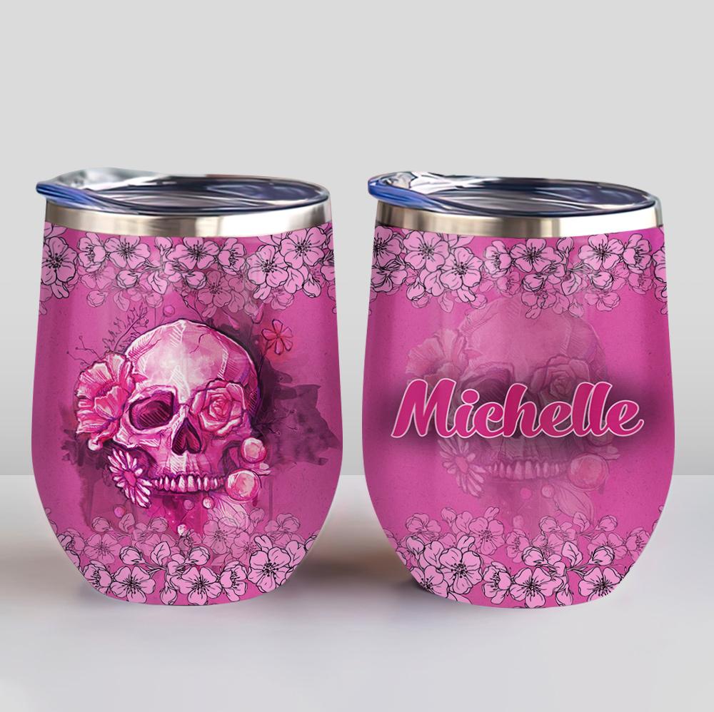 BRC Skull Flower Personalized Wine Tumbler brc skull flower personalized wine tumbler 2737