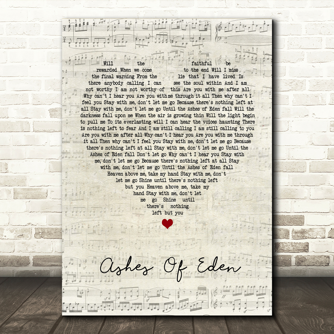 breaking benjamin ashes of eden script heart song lyric print 8651