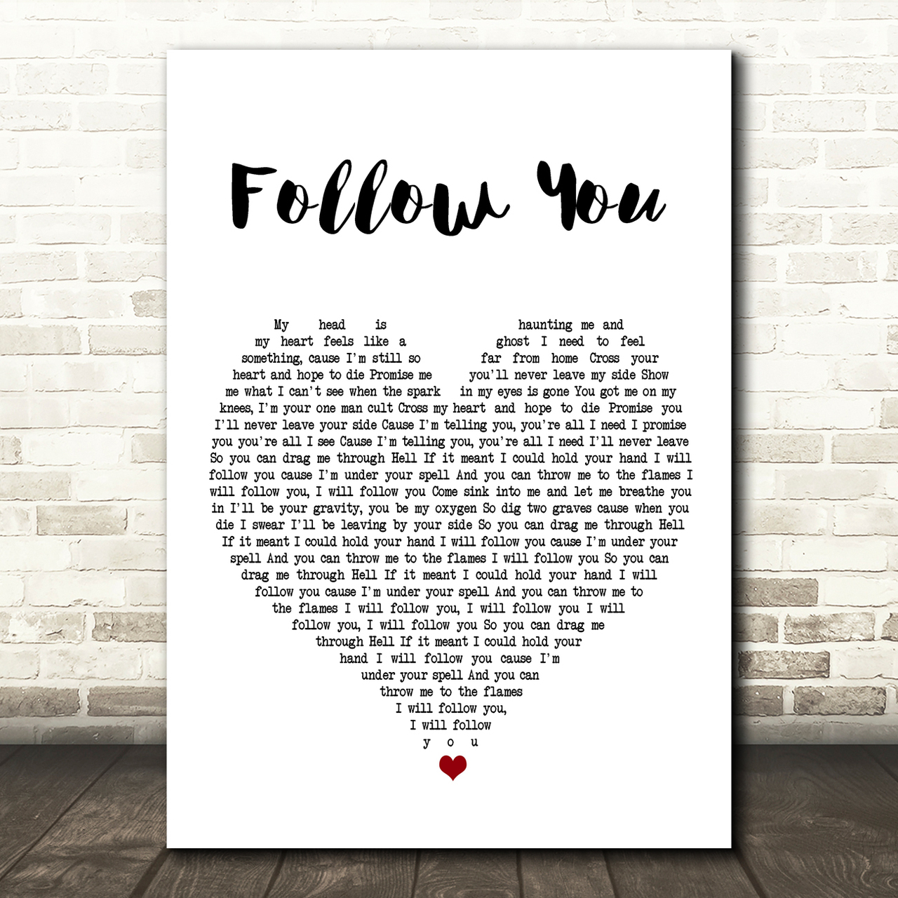 bring me the horizon follow you white heart song lyric music print 2525