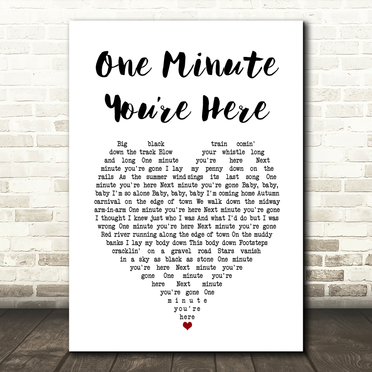 bruce springsteen one minute youre here white heart song lyric art print 2900