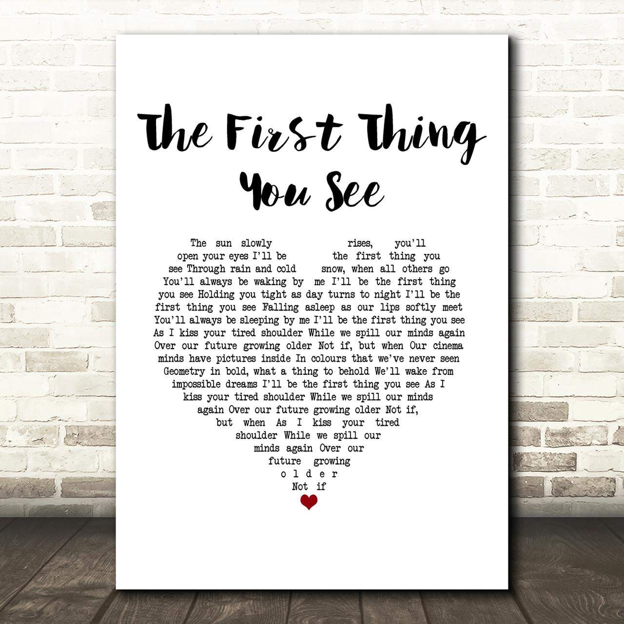 bruno major the first thing you see white heart song lyric art print 1428