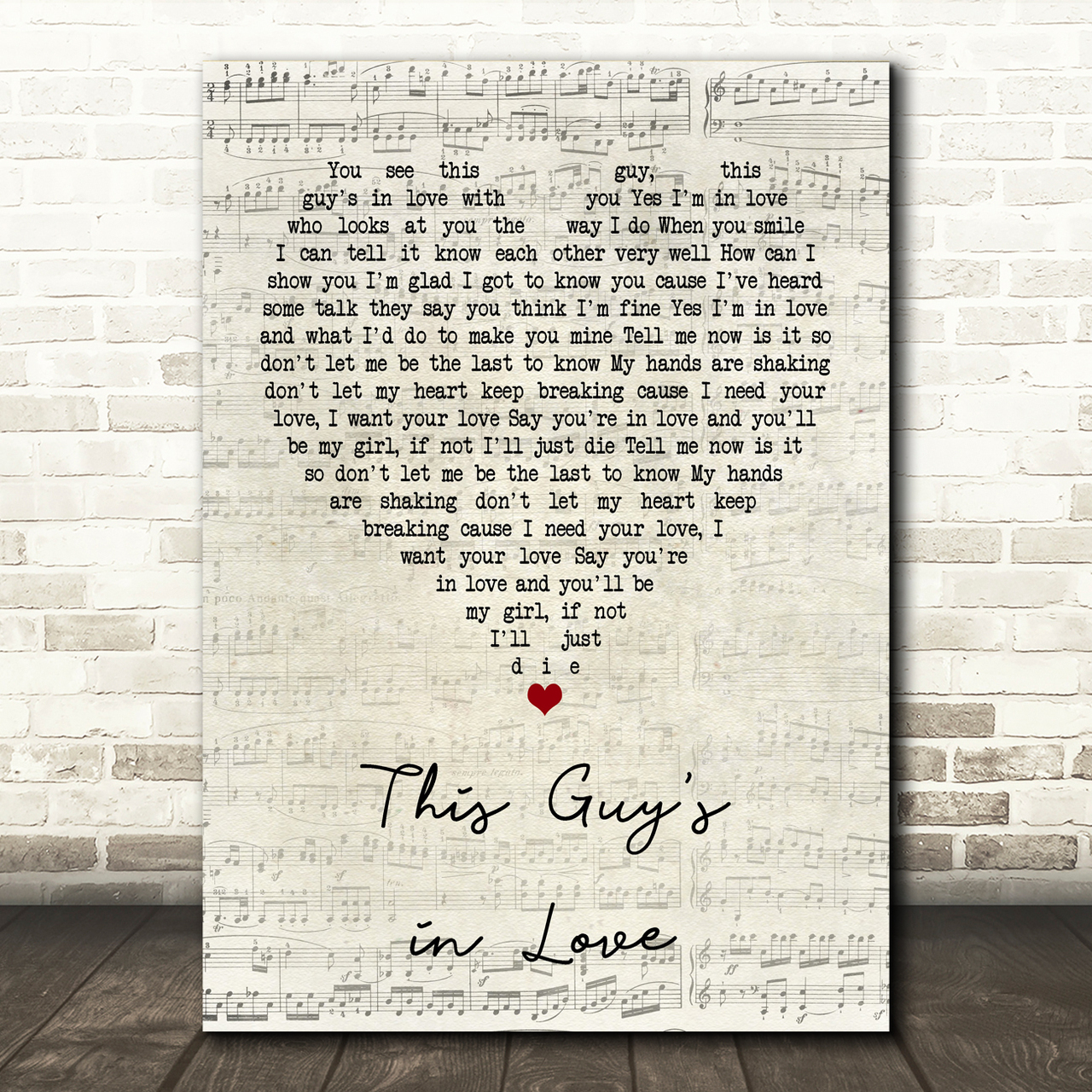 Burt Bacharach This Guy's in Love Script Heart Song Lyric Print burt bacharach this guys in love script heart song lyric print 6615