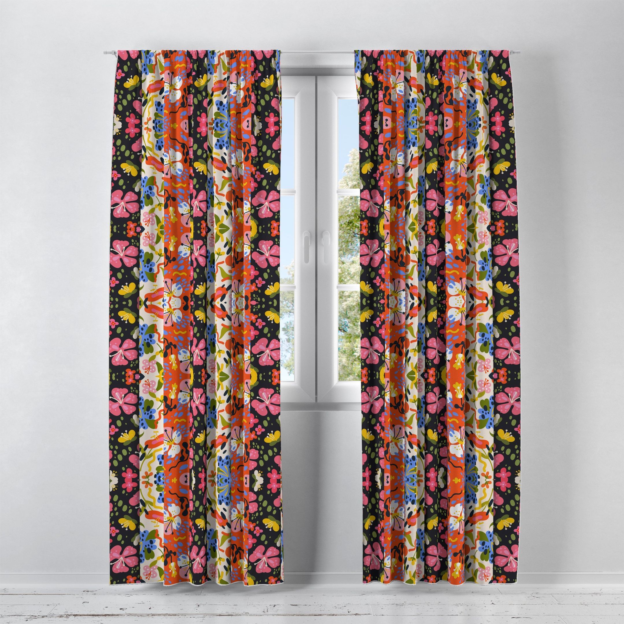captivating boho chic printed window curtains home decor 7761