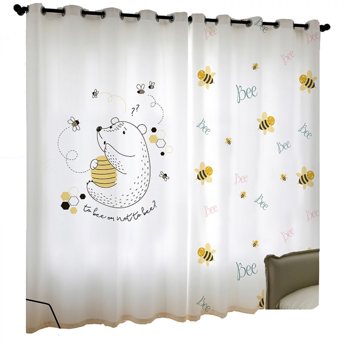 cartoon bear amd bee printed window curtain home decor 1703