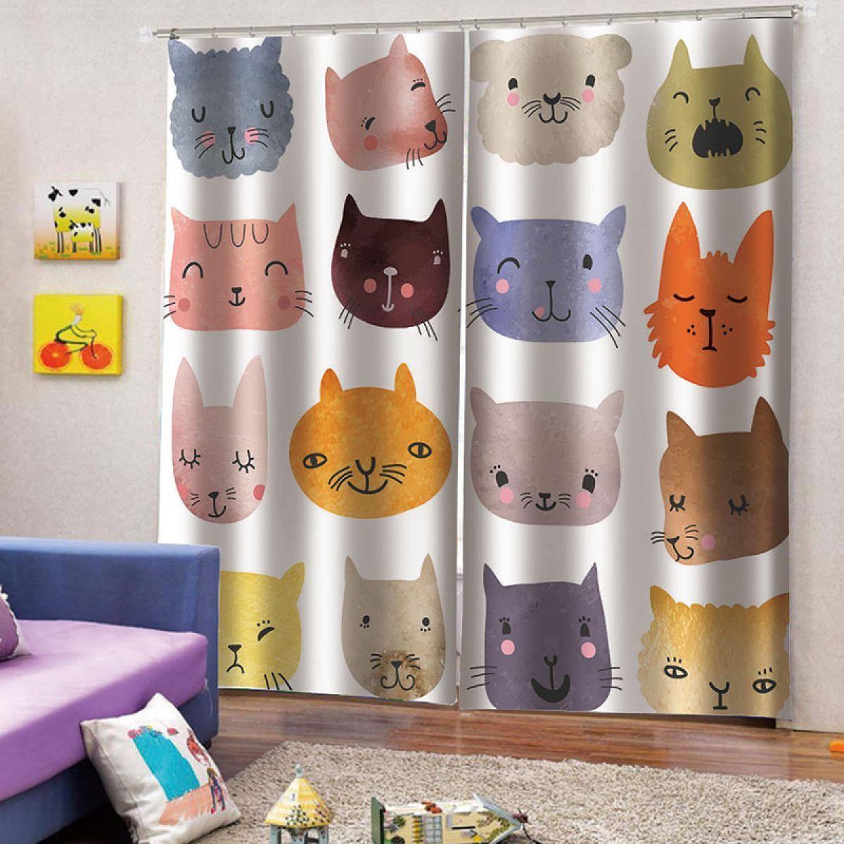 Cats And Dogs Printed Window Curtain Home Decor cats and dogs printed window curtain home decor 8130