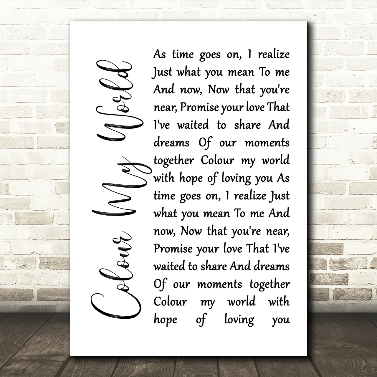 chicago colour my world white script song lyric music print 3875