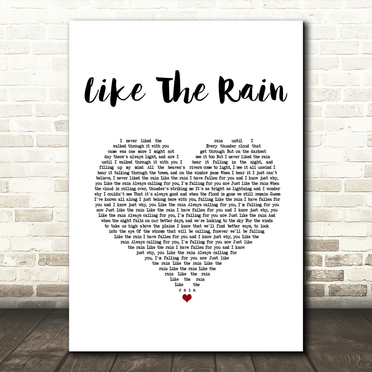 clint black like the rain white heart song lyric art print 8137