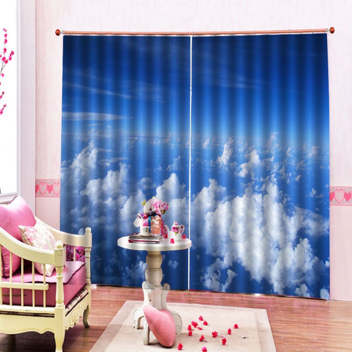 Cloud And Blue Sky Printed Window Curtain Home Decor cloud and blue sky printed window curtain home decor 5319
