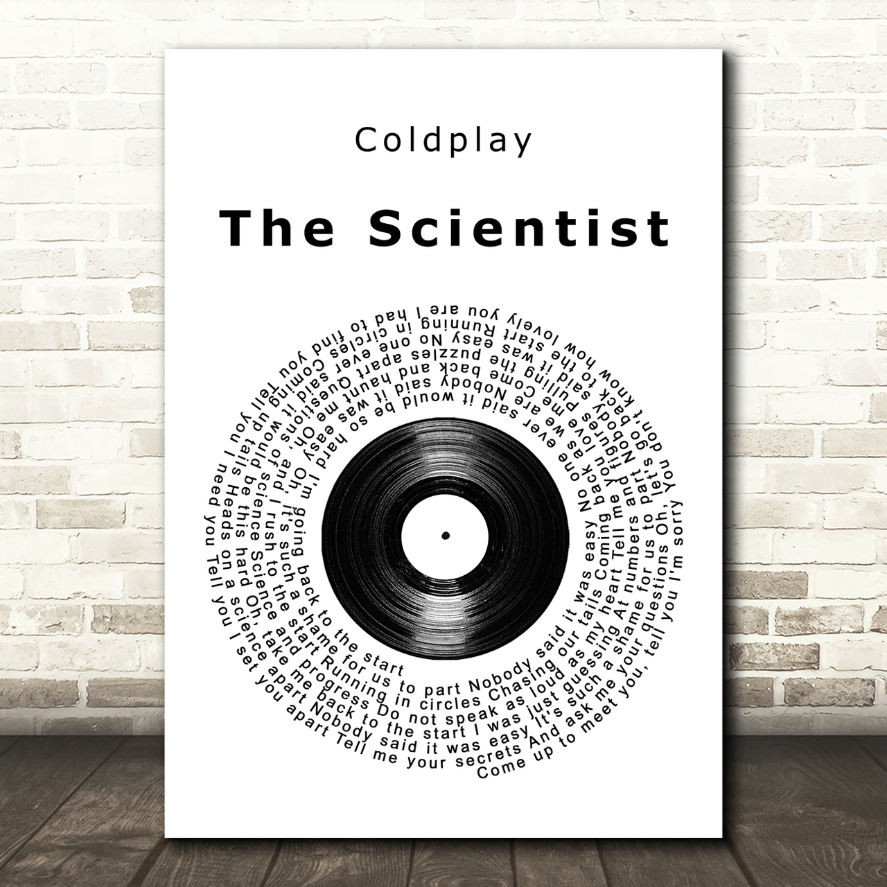coldplay the scientist vinyl record song lyric quote print 8829