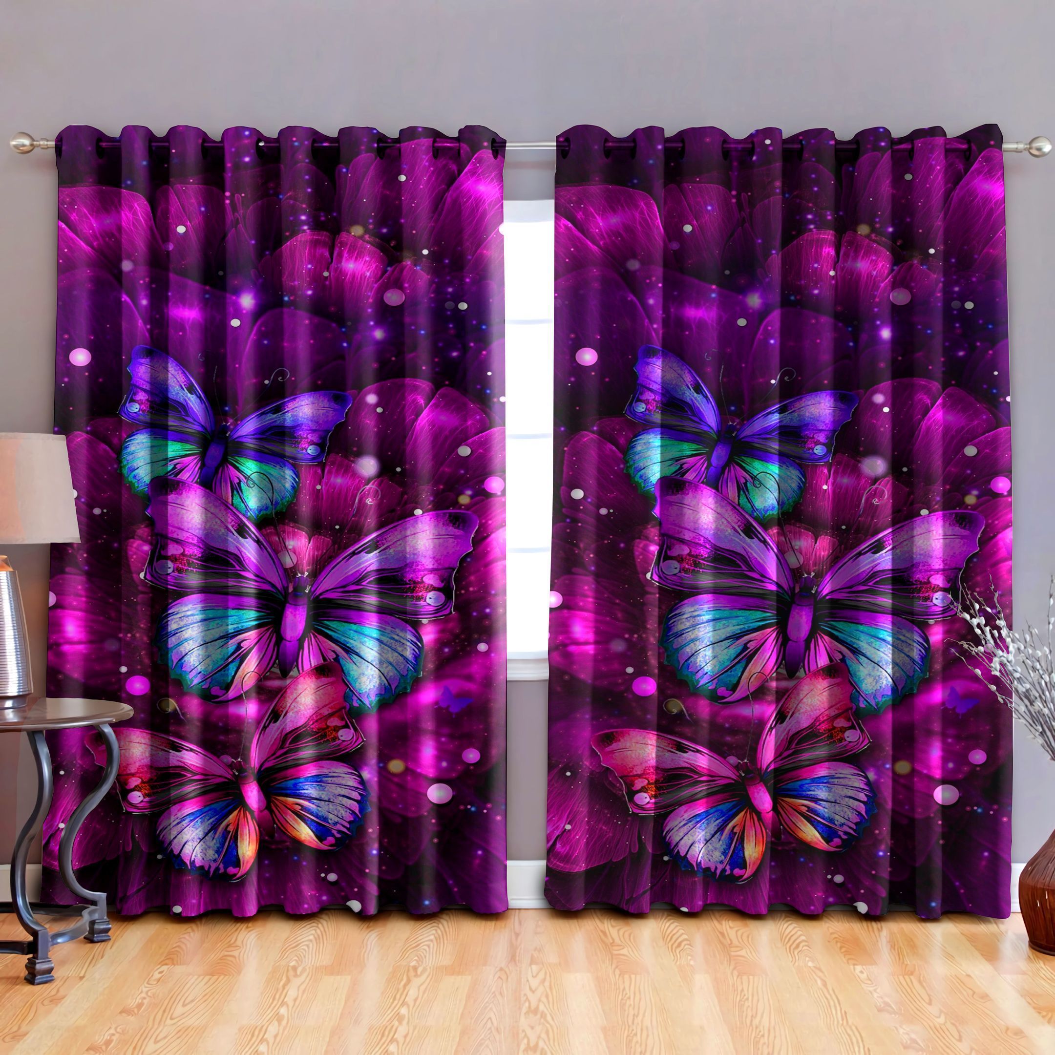 colorful butterfly in heaven printed window curtain 6235