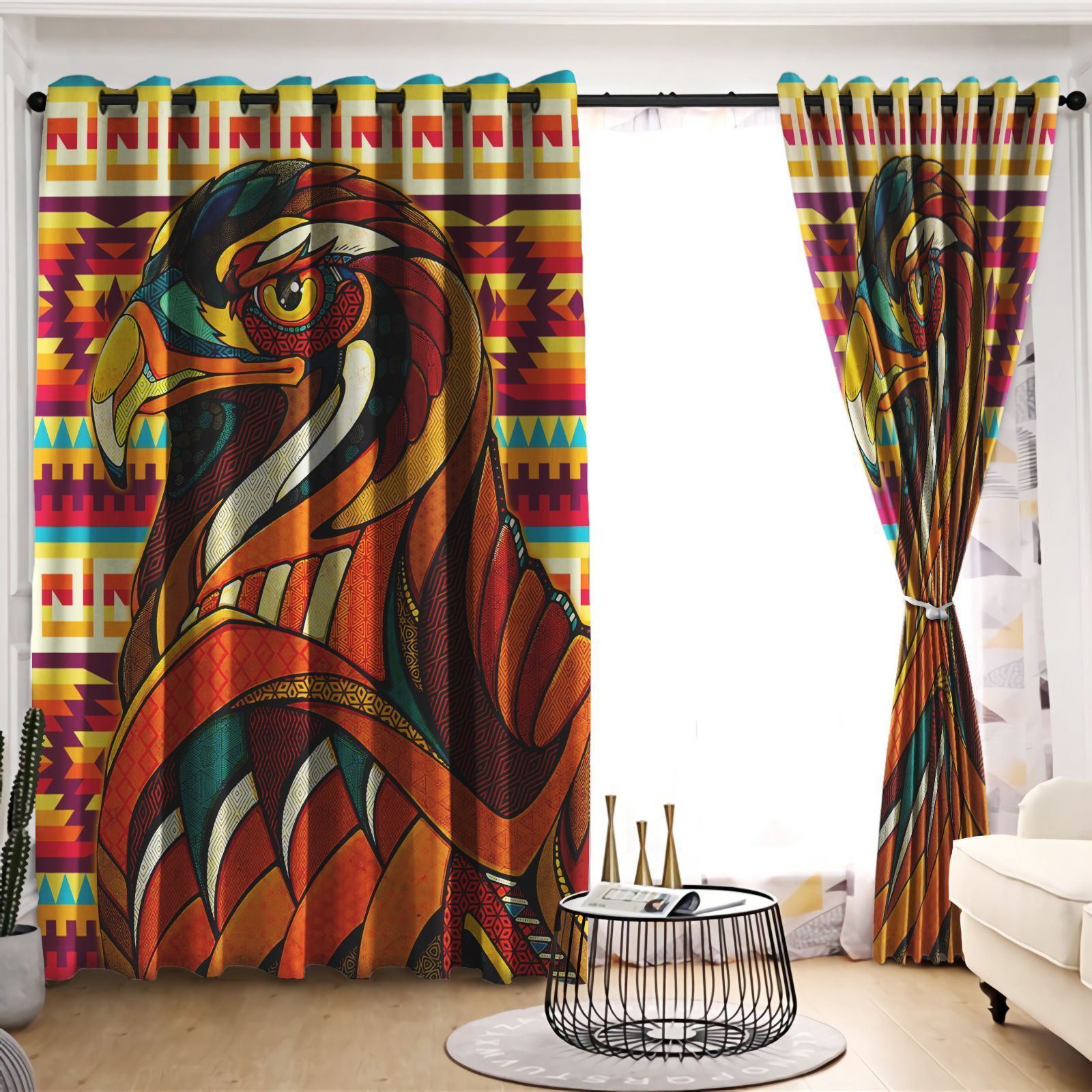 colorful eagle aesthetic work printed window curtain 1429