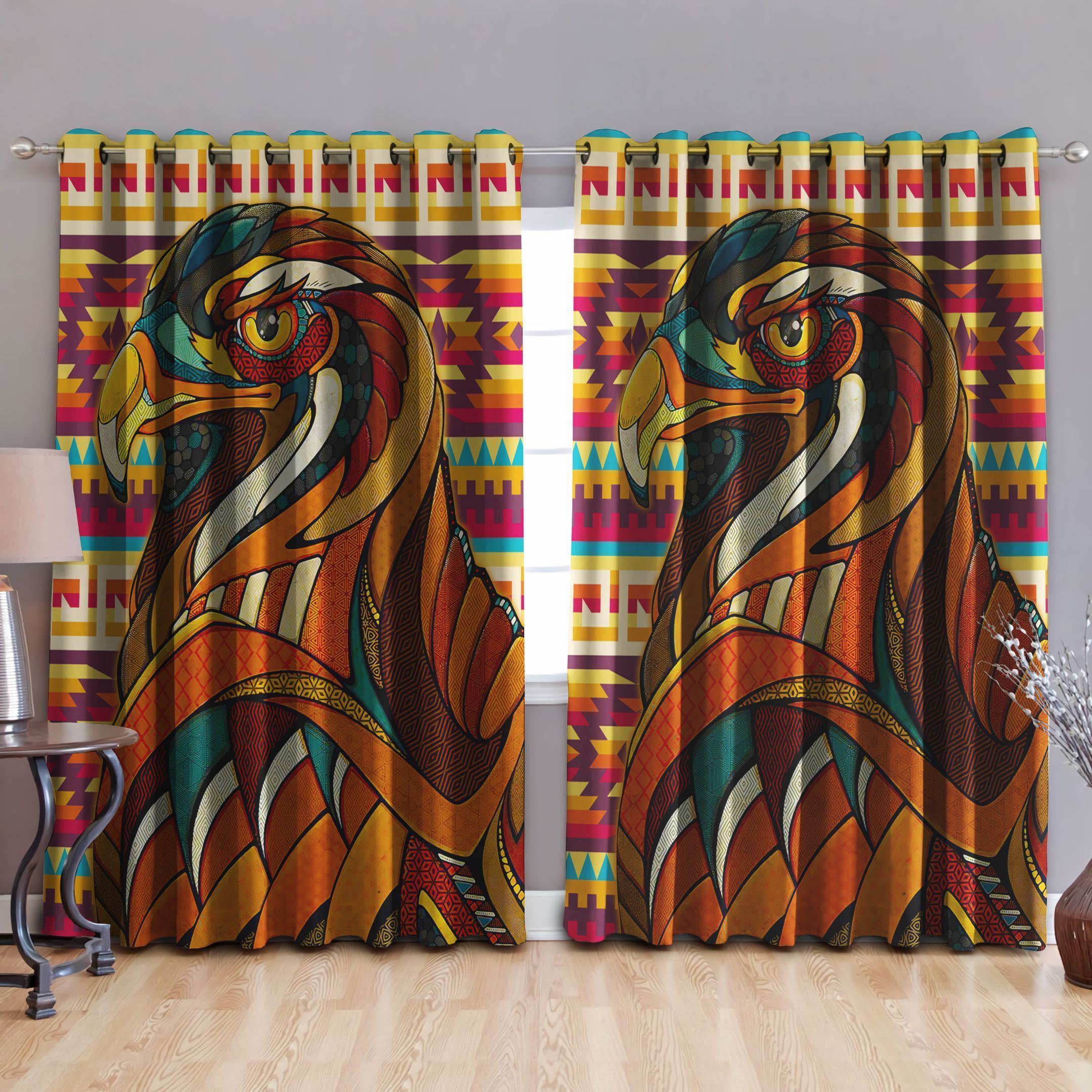colorful eagle aesthetic work printed window curtain 6286