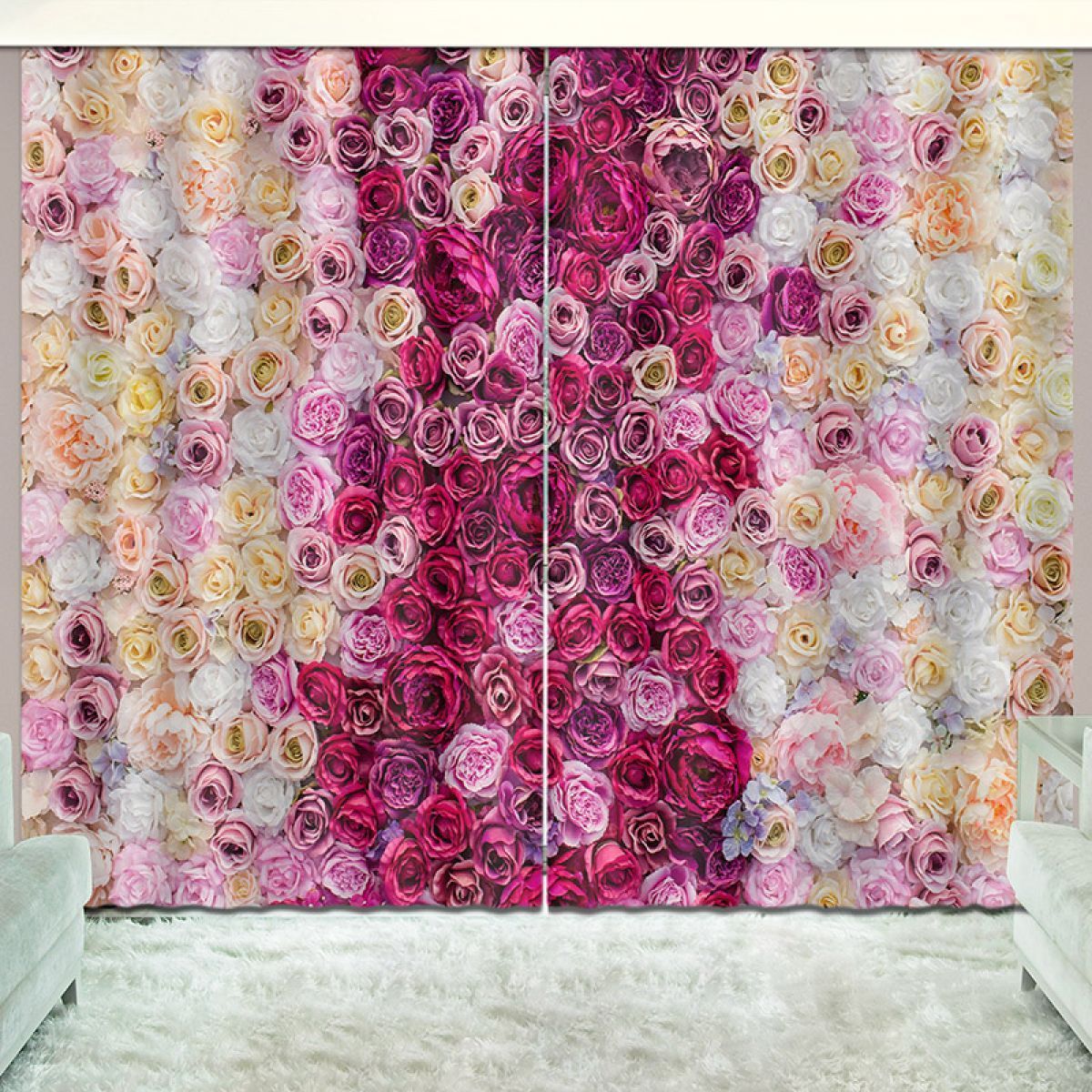 colorful roses romantic view printed window curtain home decor 6442