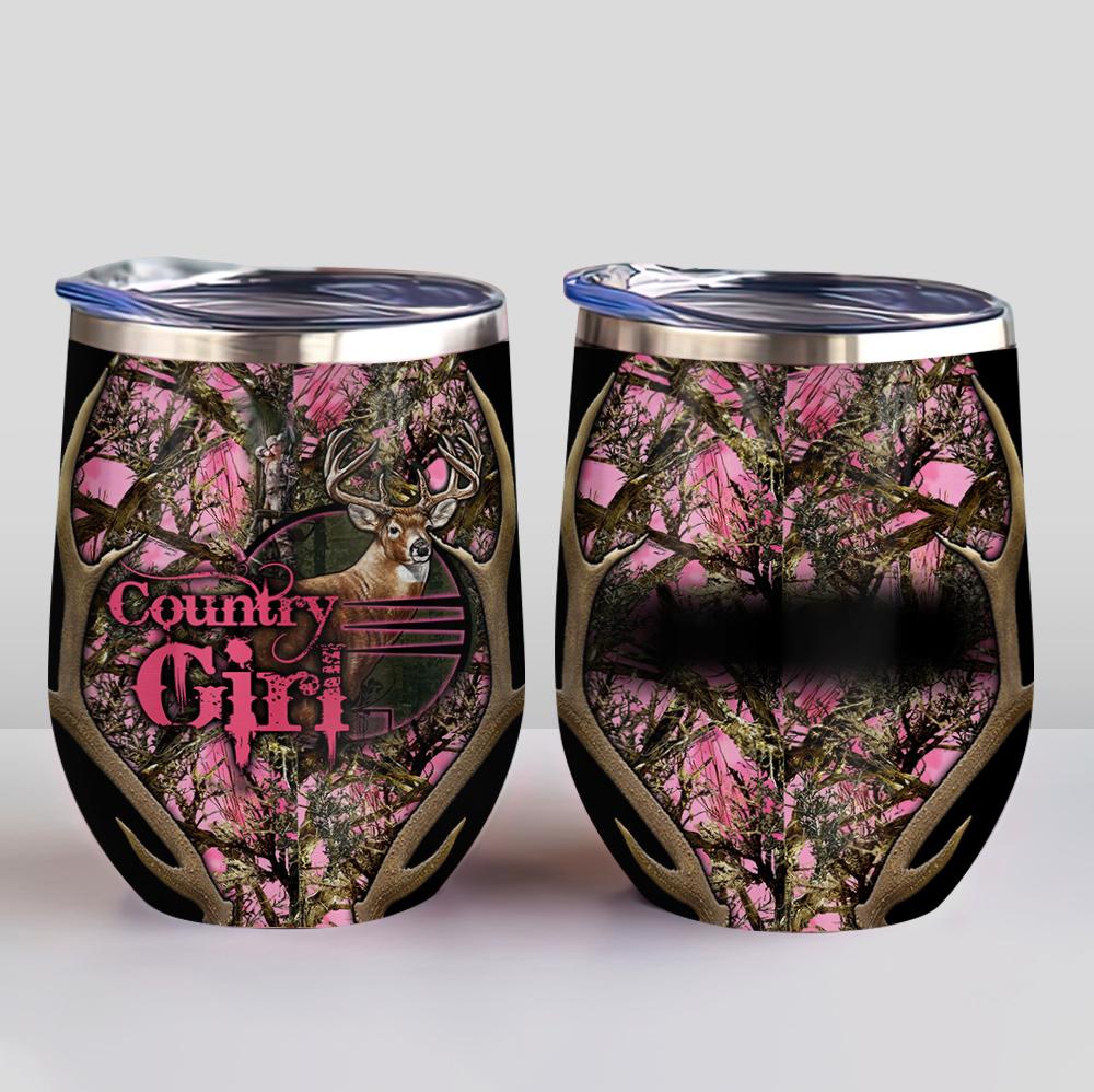 Country Girl Deer Hunting Pattern Personalized Wine Tumbler country girl deer hunting pattern personalized wine tumbler 1976