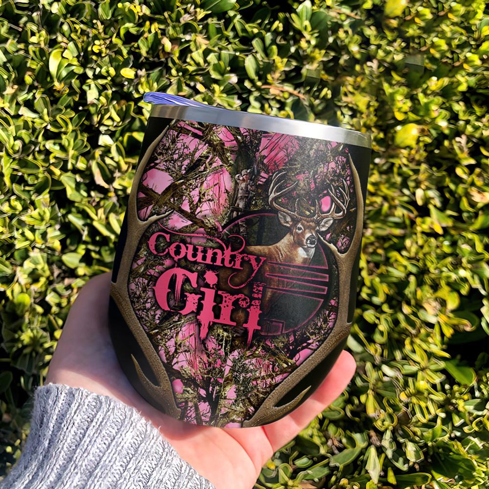 Country Girl Deer Hunting Pattern Personalized Wine Tumbler country girl deer hunting pattern personalized wine tumbler 5206