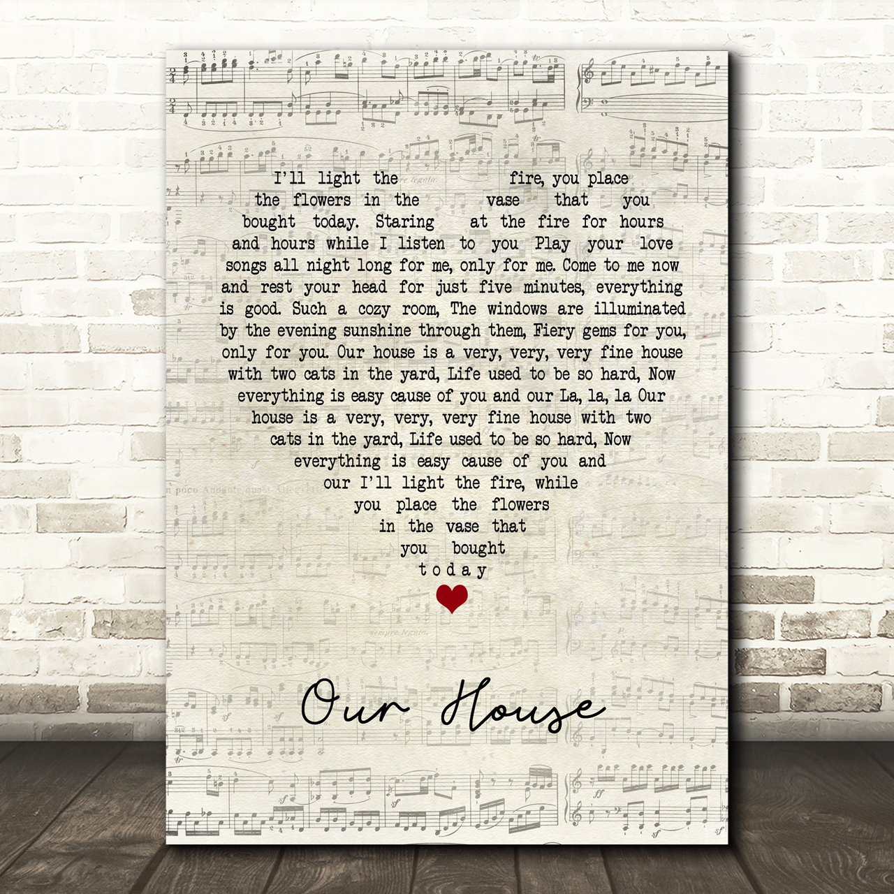 crosby stills nash young our house script heart song lyric print 7591