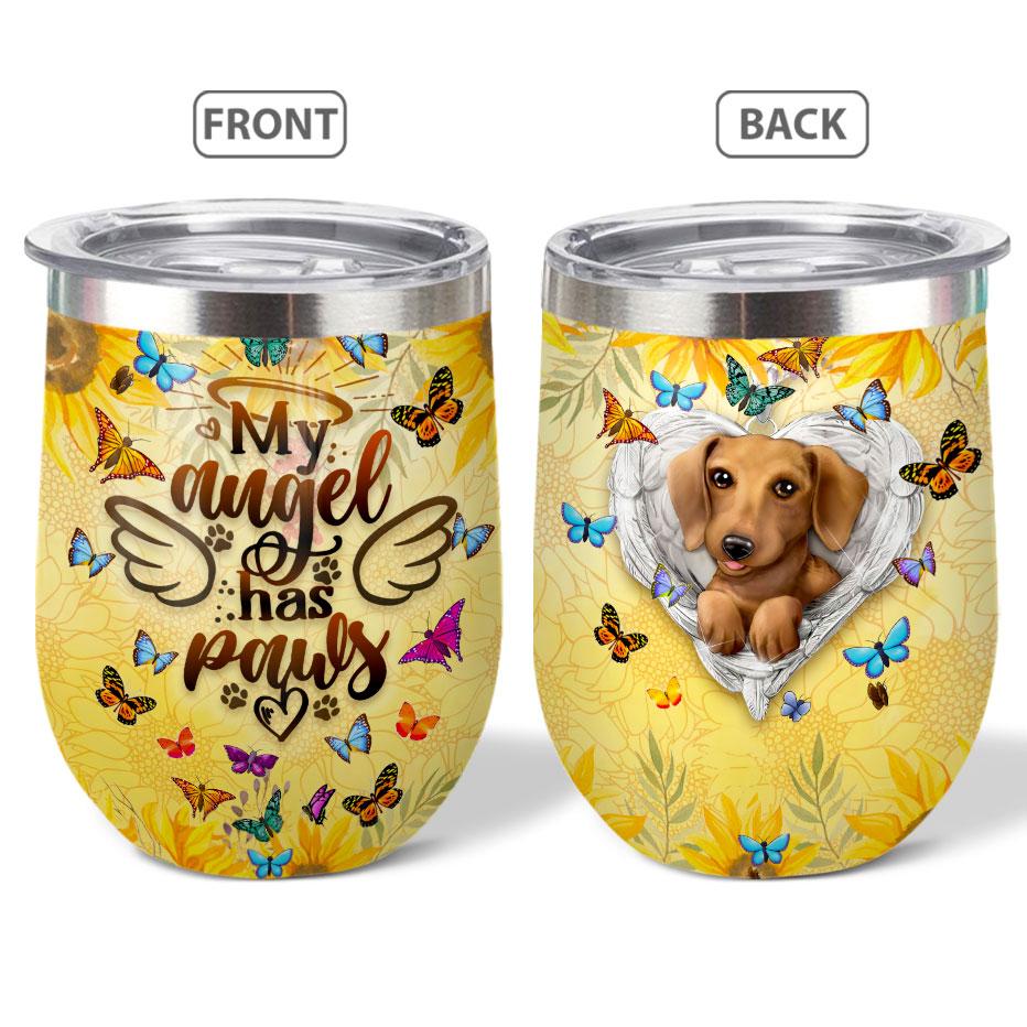 Dachshund Angel Has Paws Personalized Wine Tumbler dachshund angel has paws personalized wine tumbler 7489