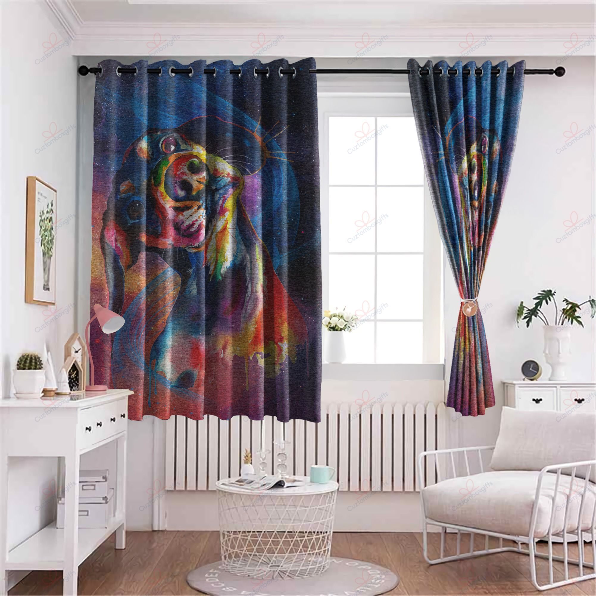 Dachshund Art Printed Window Curtain Home Decor dachshund art printed window curtain home decor 7415