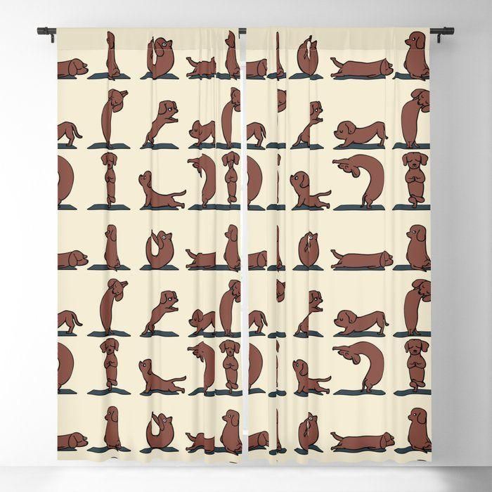 dachshund practicing yoga printed window curtain home decor 5698