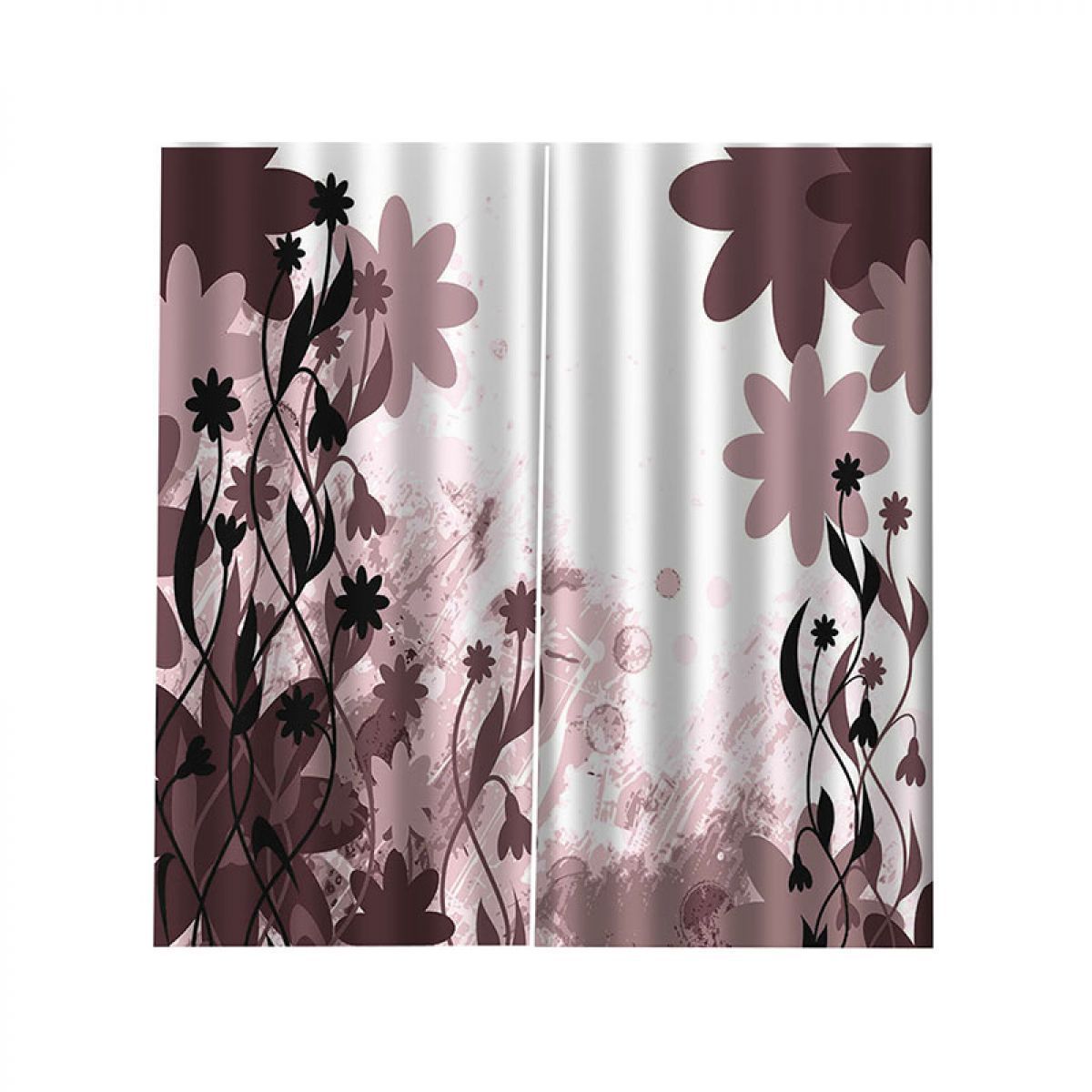 Dark Purple Flower White Printed Window Curtain Home Decor dark purple flower white printed window curtain home decor 8899