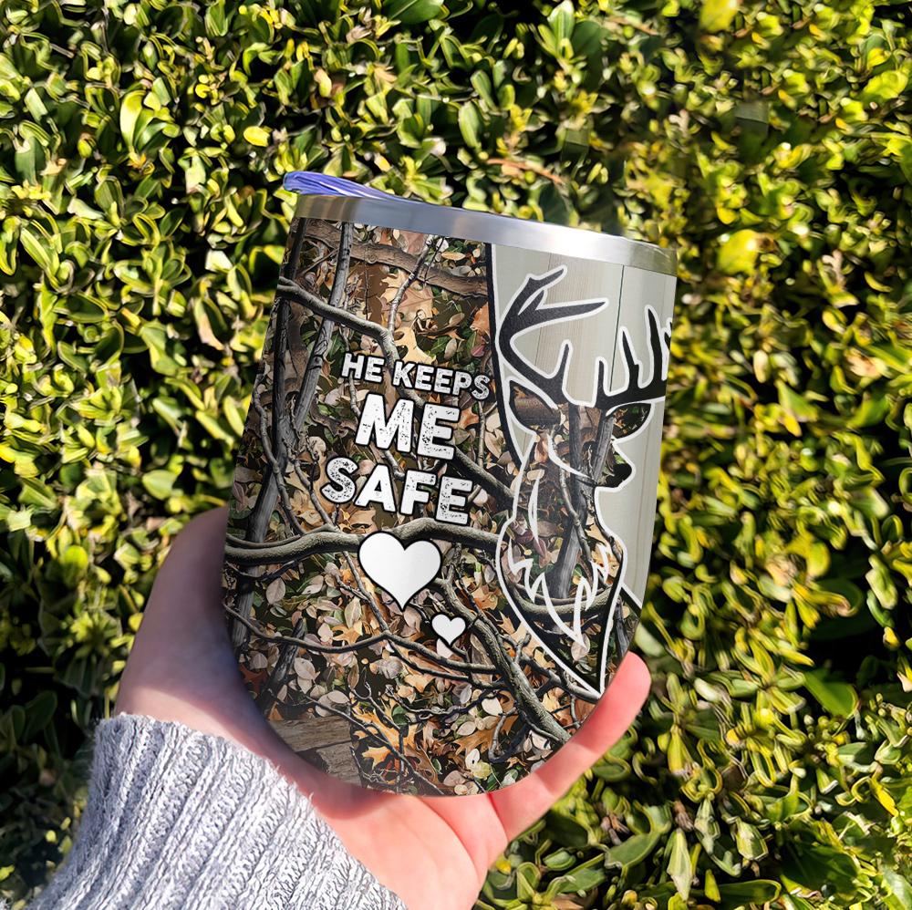 Deer Hunting He Keeps Me Safe She Keep Me Wild Wine Tumbler deer hunting he keeps me safe she keep me wild wine tumbler 7502