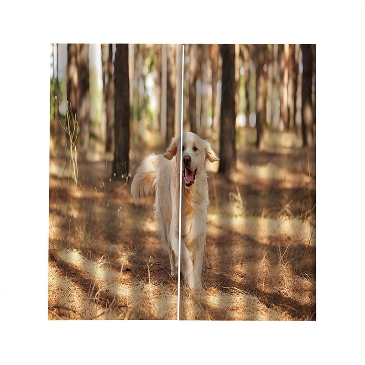 dog in the forest printed window curtain home decor 6231
