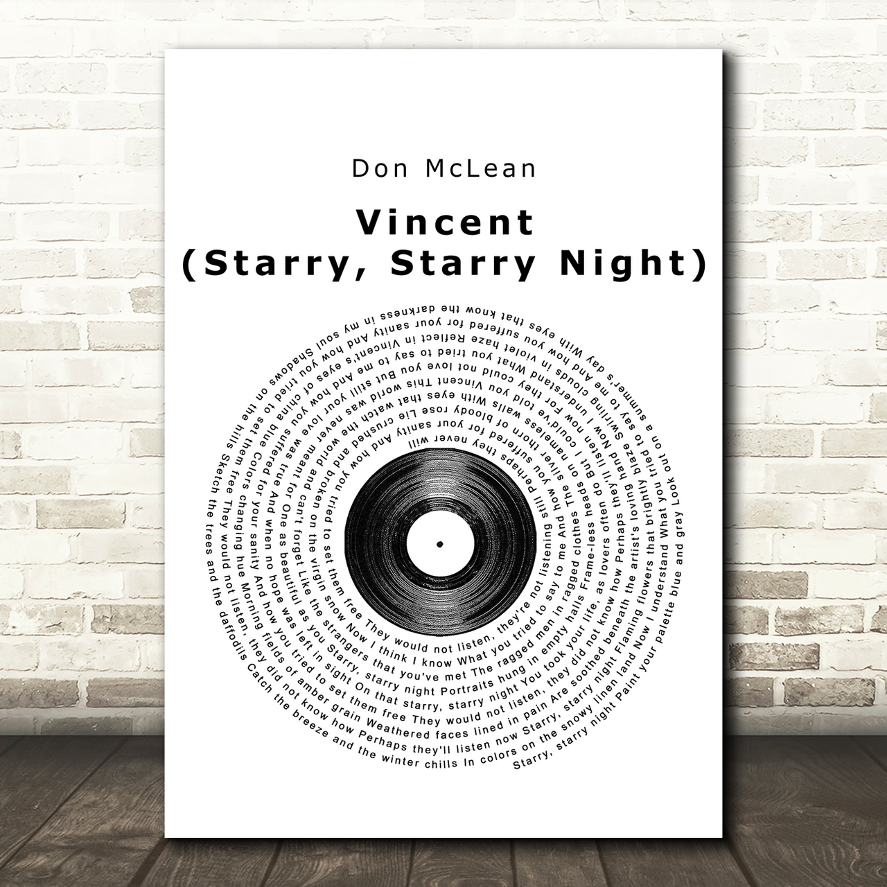 don mclean vincent starry starry night vinyl record song lyric quote print 8038