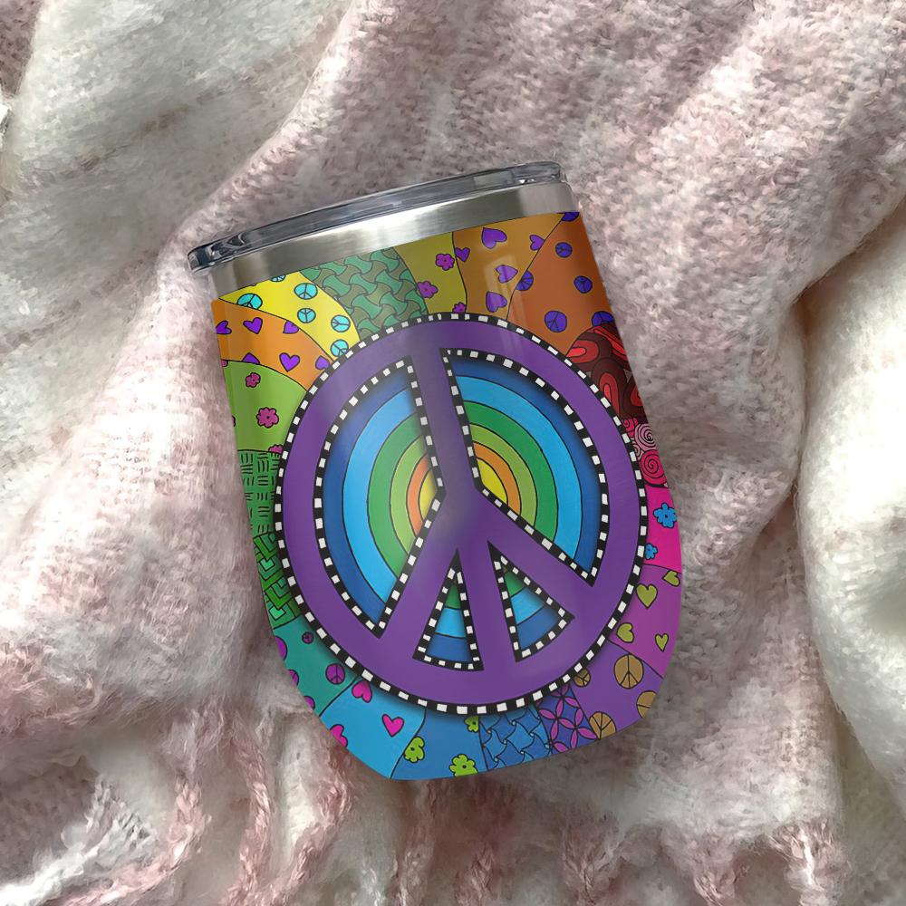 doodle art hippie symbol wine tumbler colorful hippie gift wine tumbler 5269