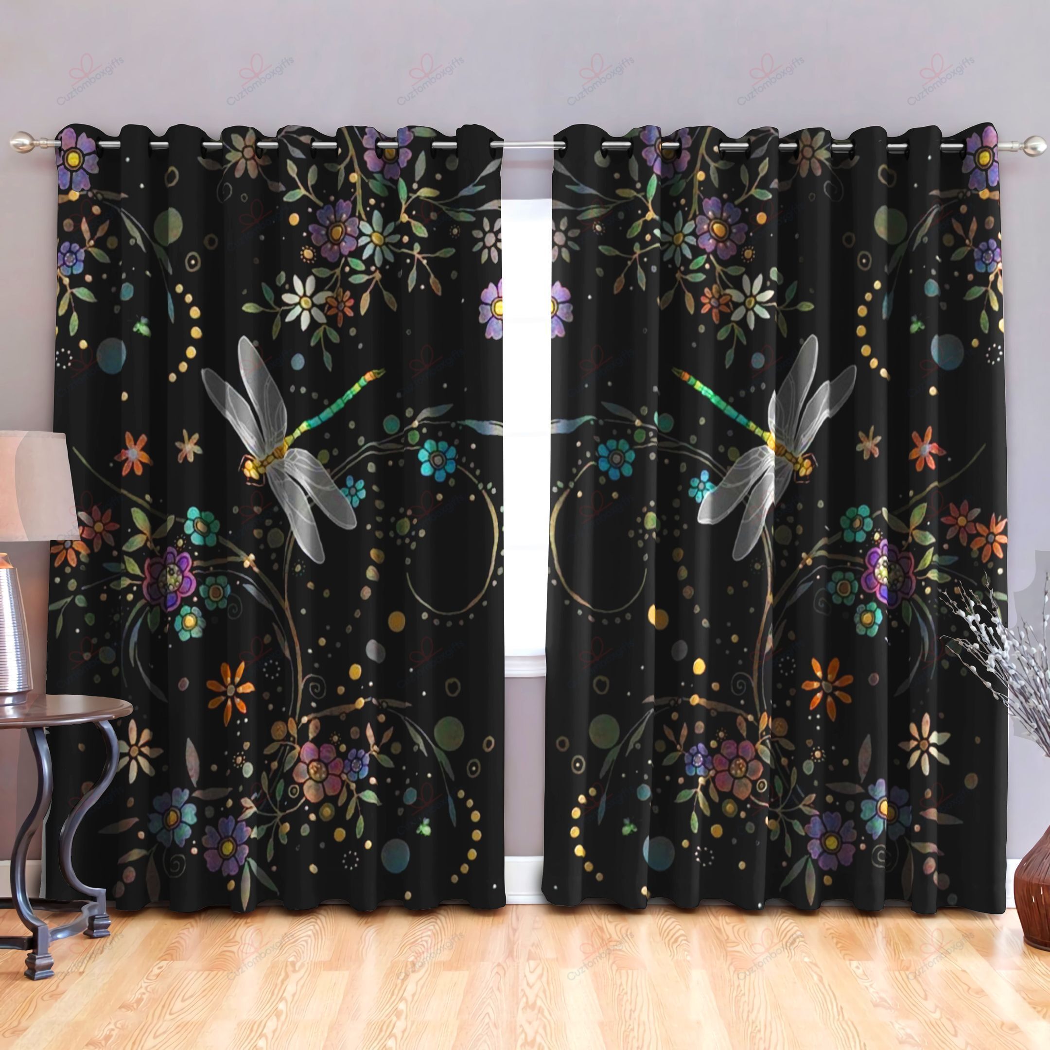 dragonfly swirl printed window curtain home decor 7372