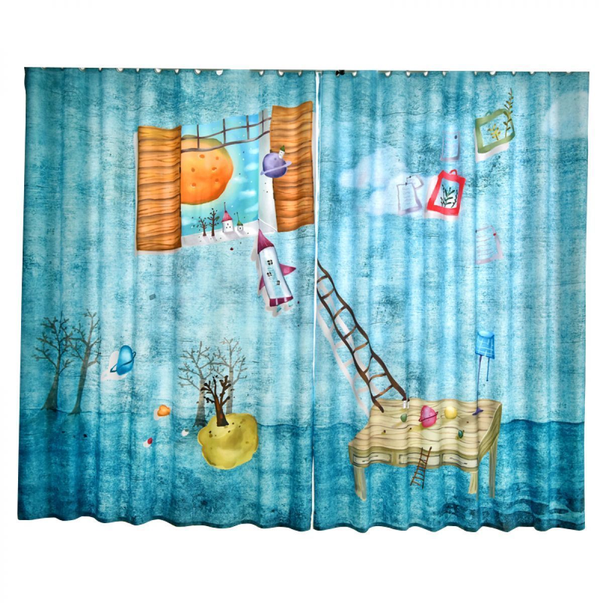 Dreamy Starry Sky Printed Window Curtain Home Decor dreamy starry sky printed window curtain home decor 2179