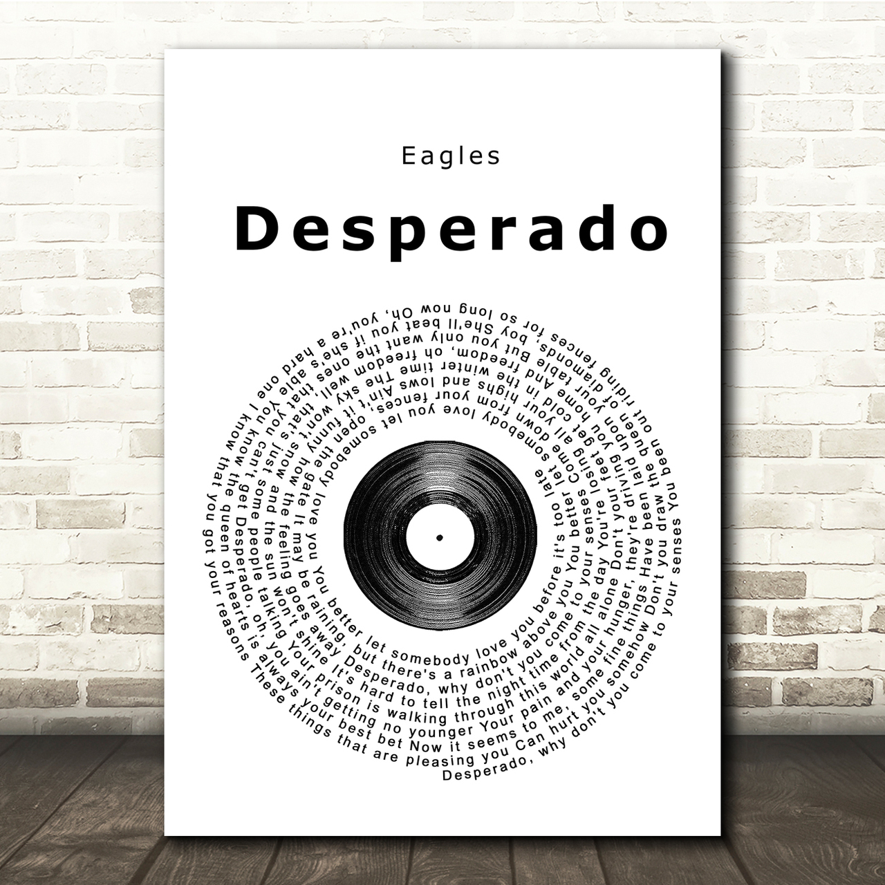 eagles desperado vinyl record song lyric quote print 4350