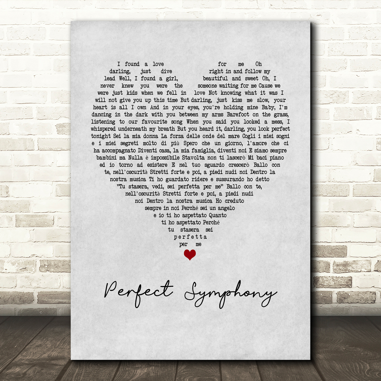 ed sheeran andrea bocelli perfect symphony grey heart song lyric print 7891