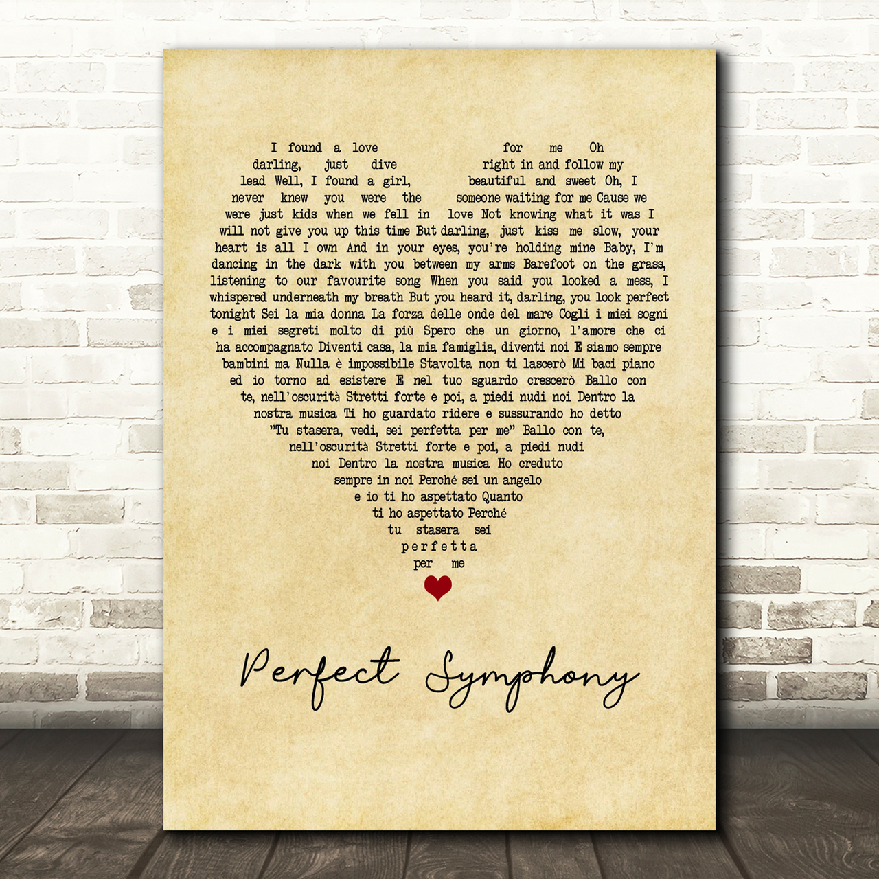 ed sheeran andrea bocelli perfect symphony vintage heart song lyric print 1773