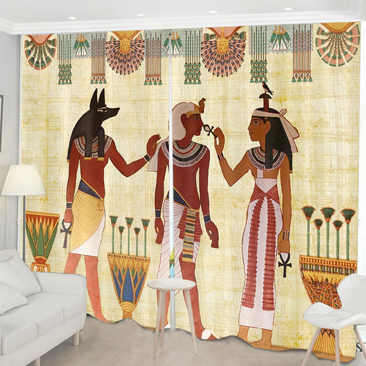 egyptian figure painting printed window curtain home decor 1770