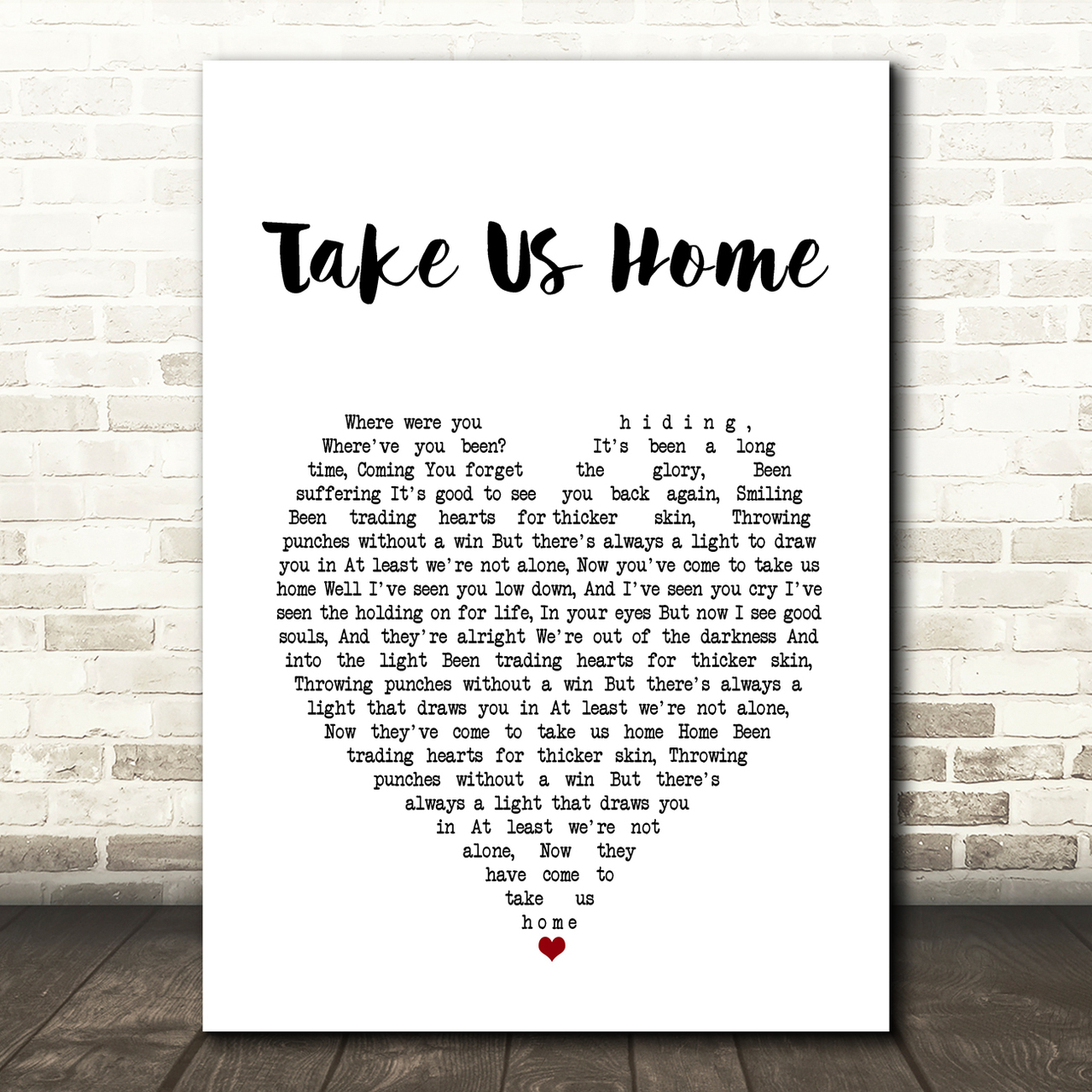 ellen smith take us home white heart song lyric art print 1320