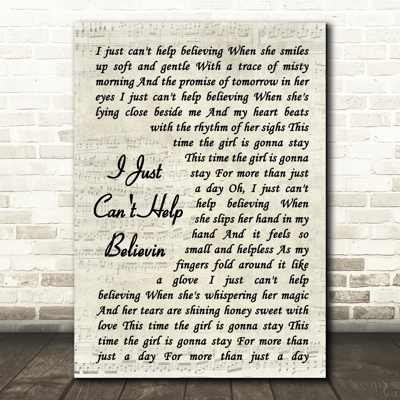 elvis presley i just cant help believin vintage script song lyric music print 6617