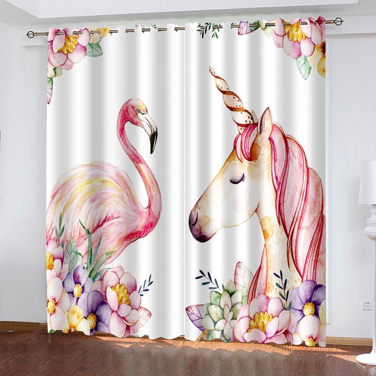 Fairyland Animal Couple Printed Window Curtain Home Decor fairyland animal couple printed window curtain home decor 1419
