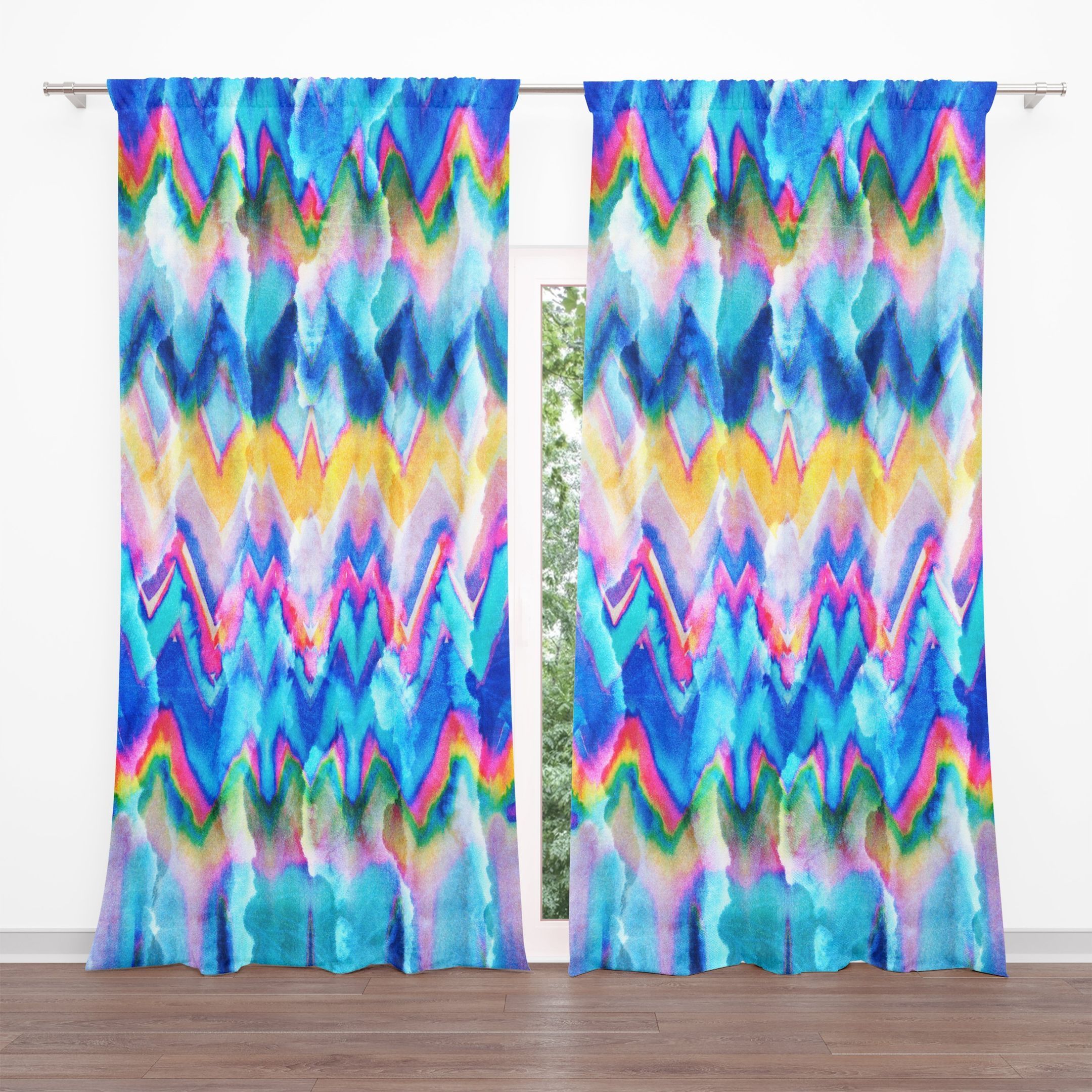 faux tie dye sheer and blackout printed window curtain home decor 3407