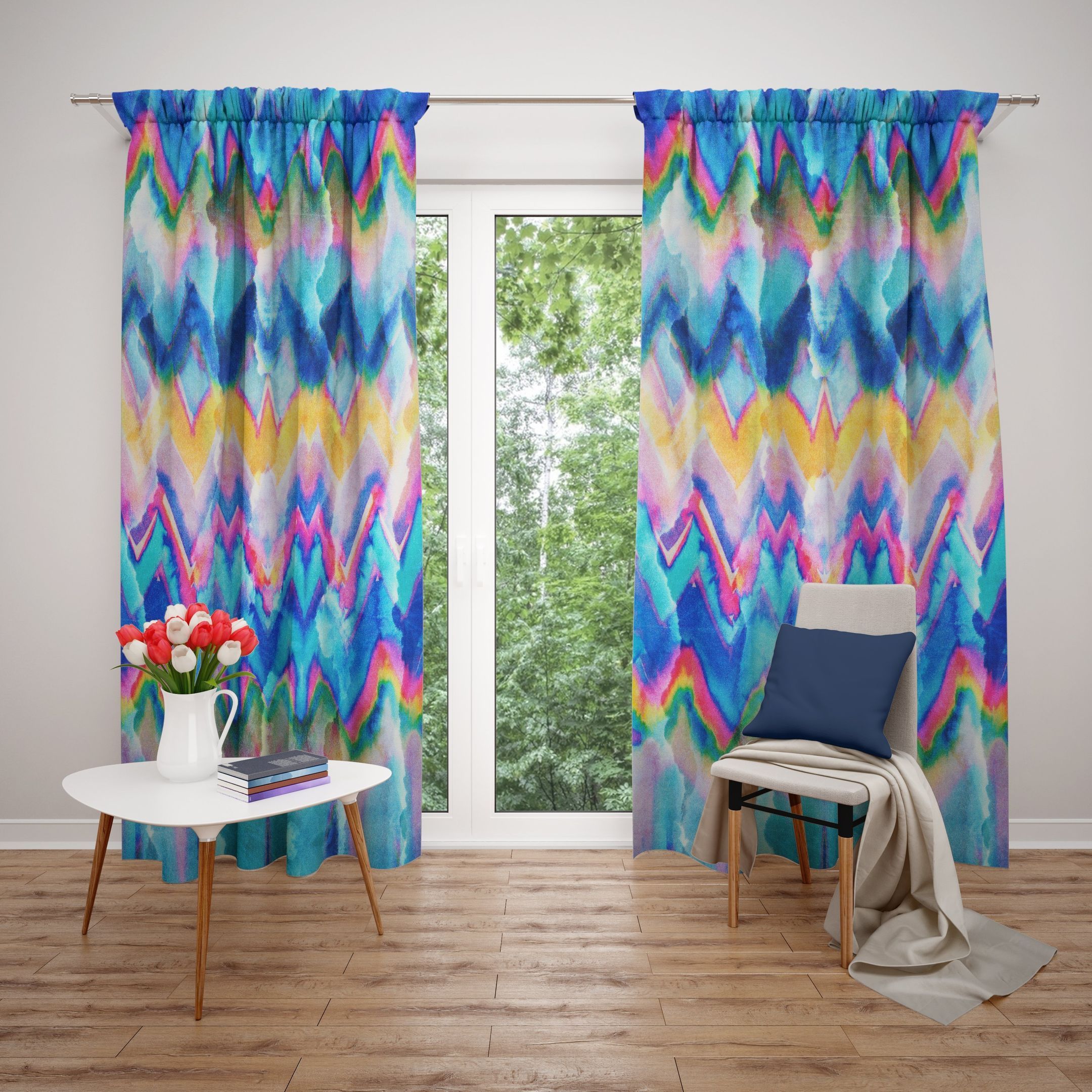 faux tie dye sheer and blackout printed window curtain home decor 8212