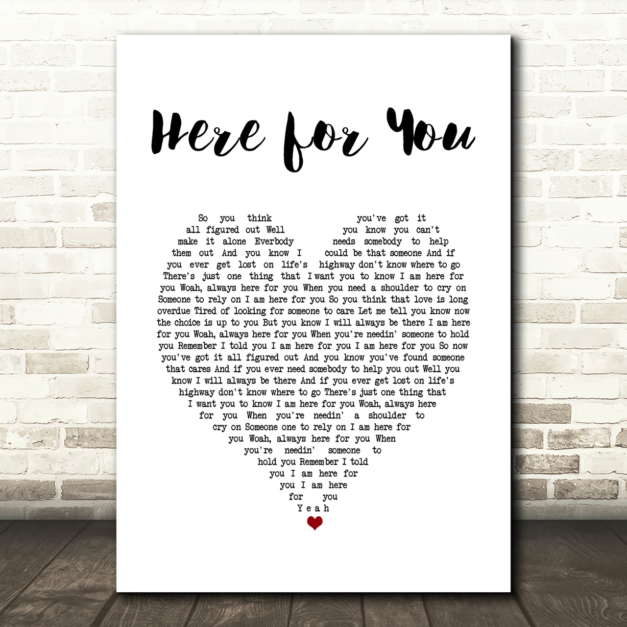 FireHouse Here for You White Heart Song Lyric Art Print firehouse here for you white heart song lyric art print 8286