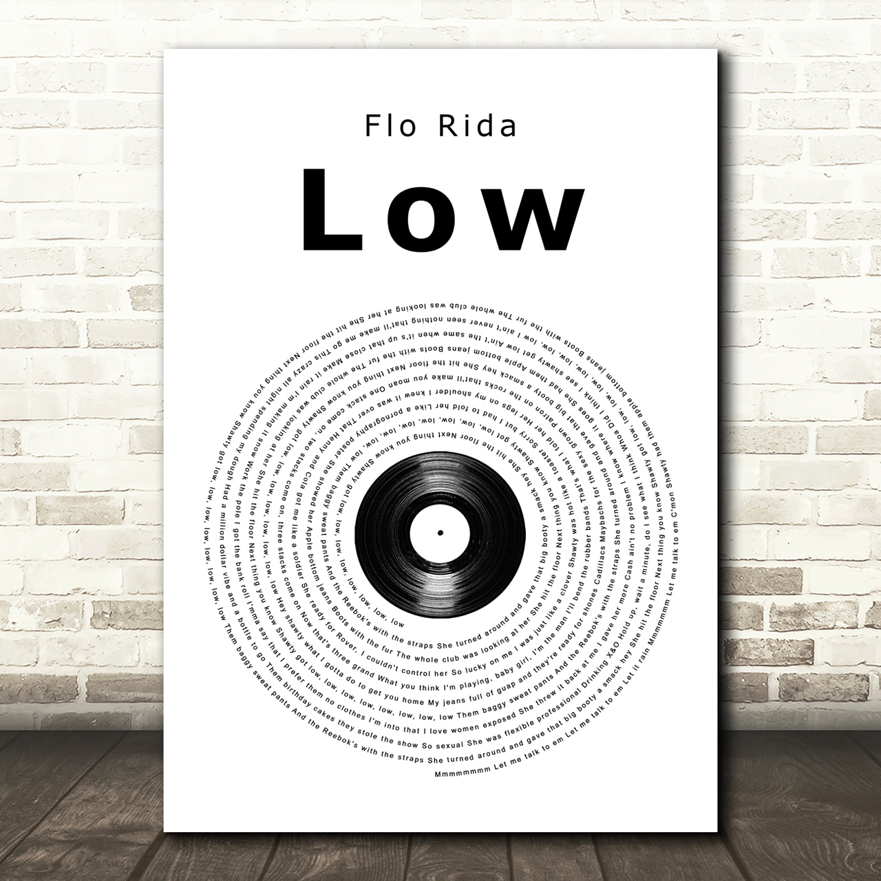 flo rida low vinyl record song lyric art print 7007