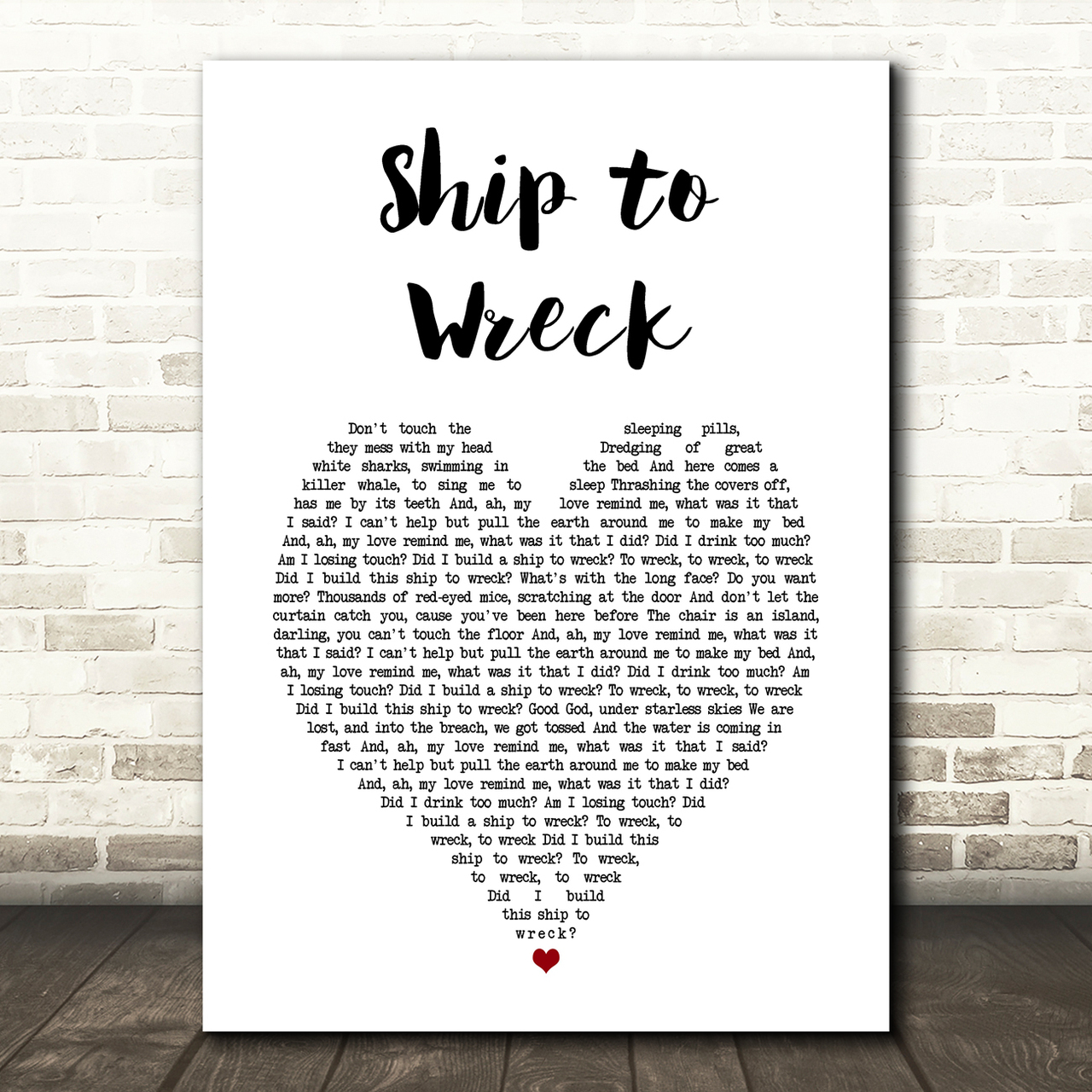 florence the machine ship to wreck white heart song lyric art print 6309