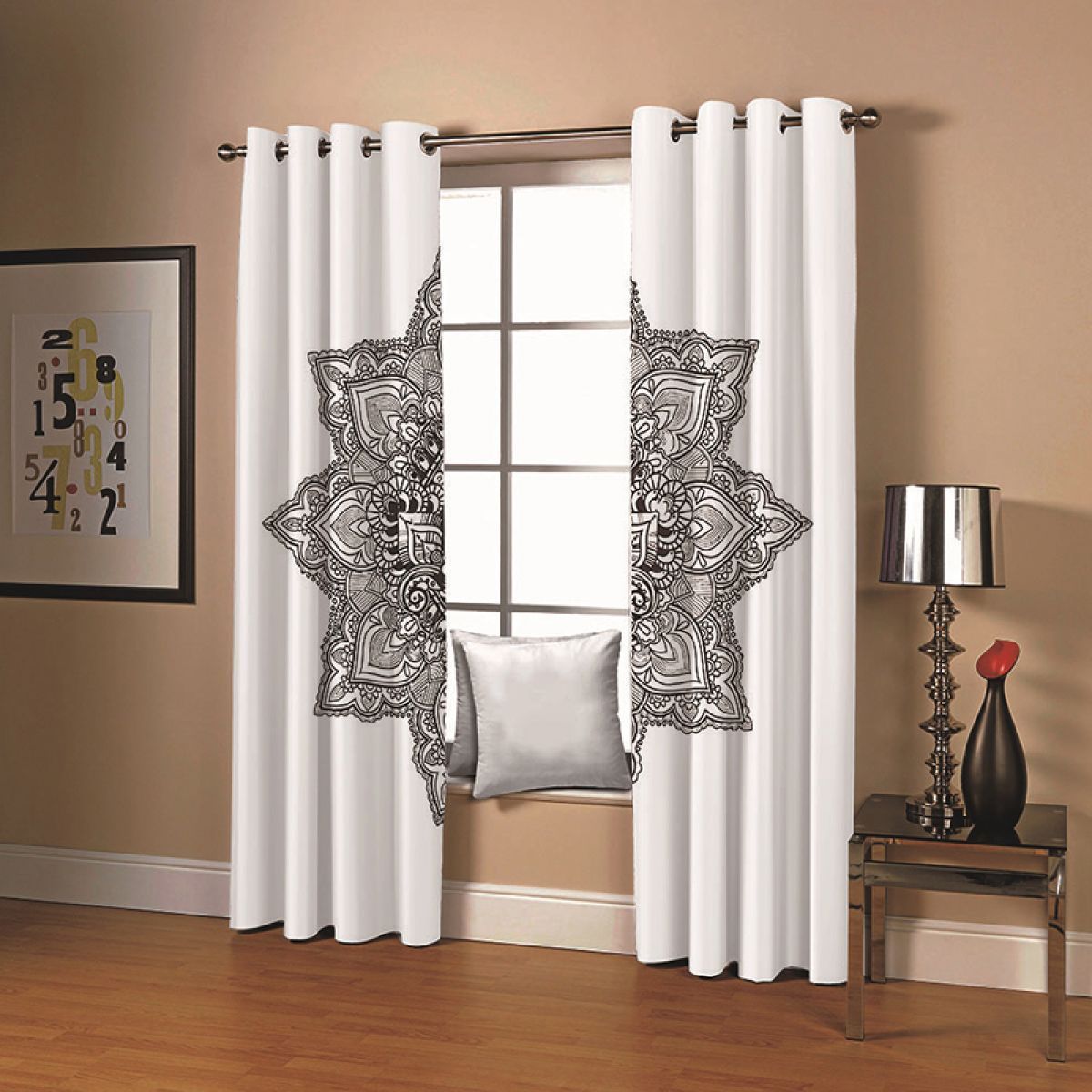 flower design printed window curtain home decor 5961