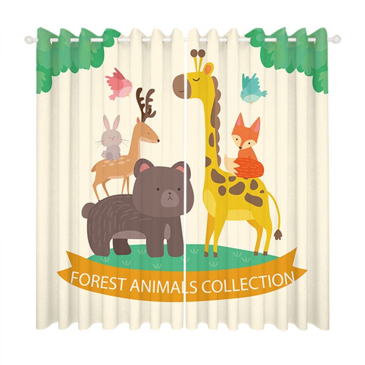 forest animals collection printed window curtain home decor 6950