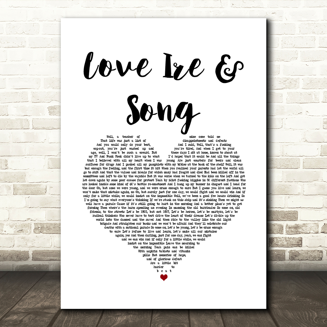 Frank Turner Love Ire & Song White Heart Song Lyric Art Print frank turner love ire song white heart song lyric art print 5388